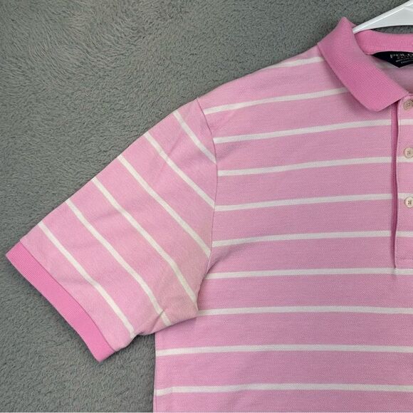 Ralph Lauren Polo Golf Shirt Mens Medium Pink Striped Olde Farm Golf Pima Casual - Picture 4 of 16